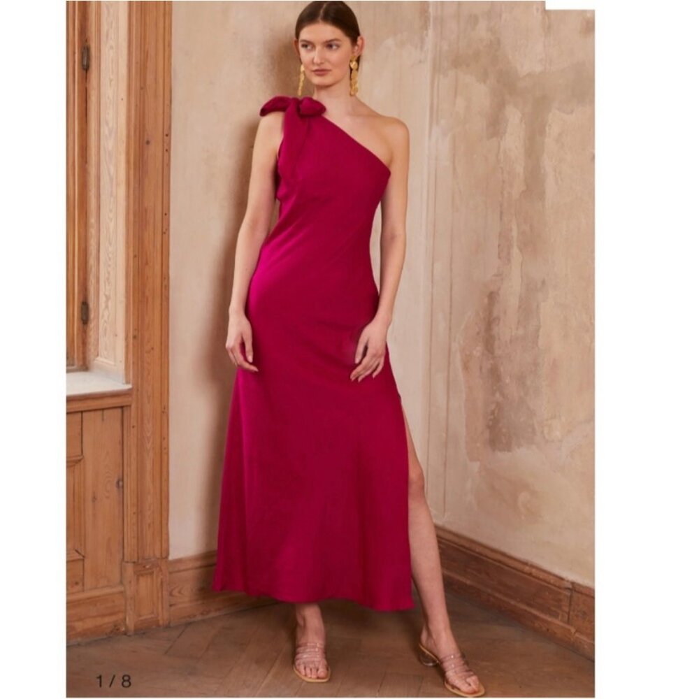 Cult Gaia Kamila Linen Blend One Shoulder Dress in Bloom